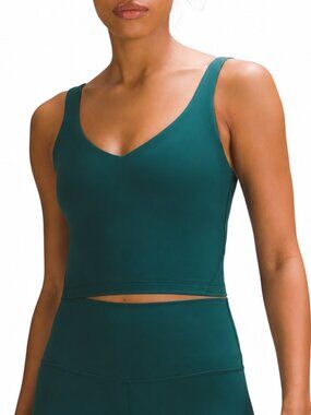 LULULEMON Align Cropped Tank Top Nulu Stretch Gym Summer Storm Teal Women's 6